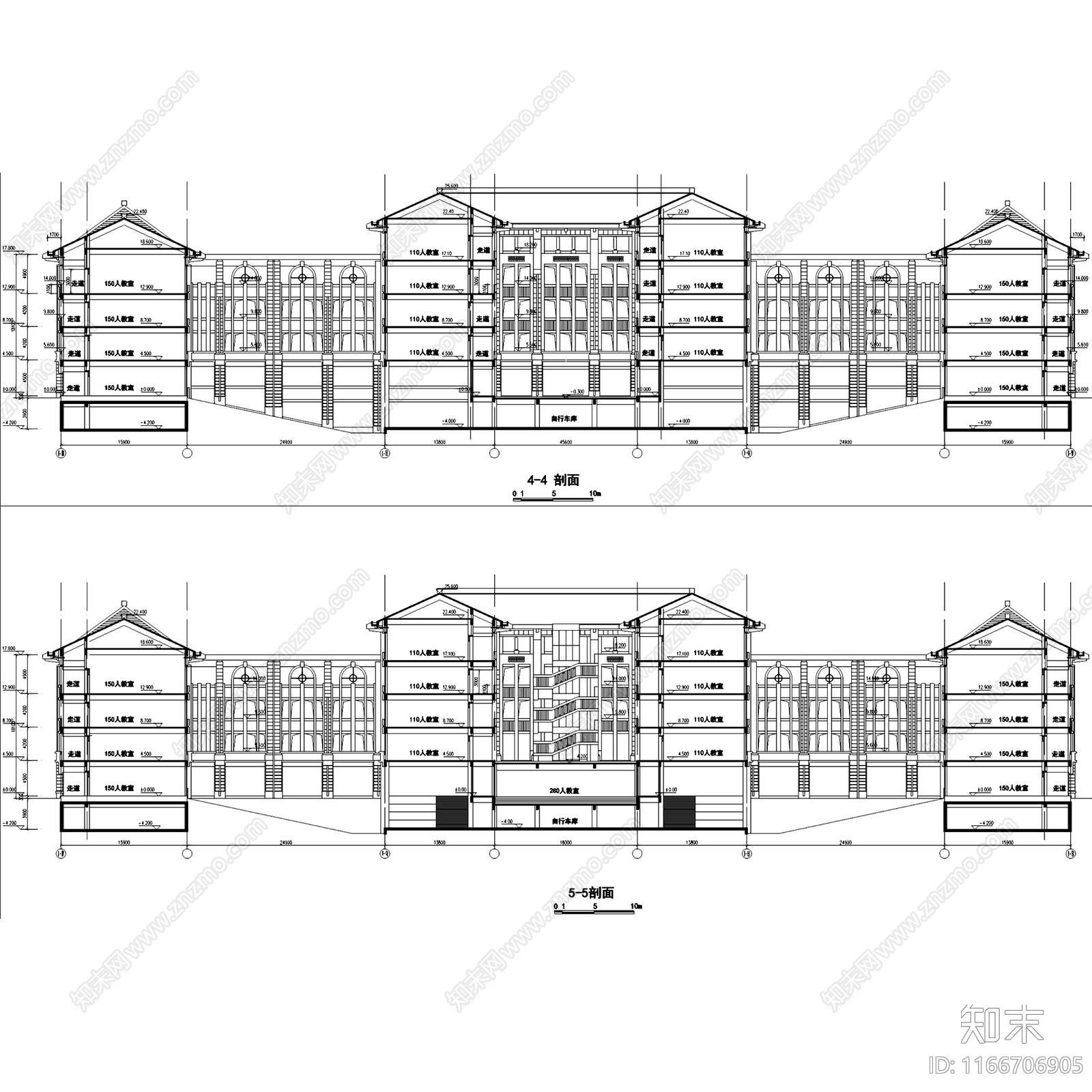 中式欧式学校建筑cad施工图下载【ID:1166706905】