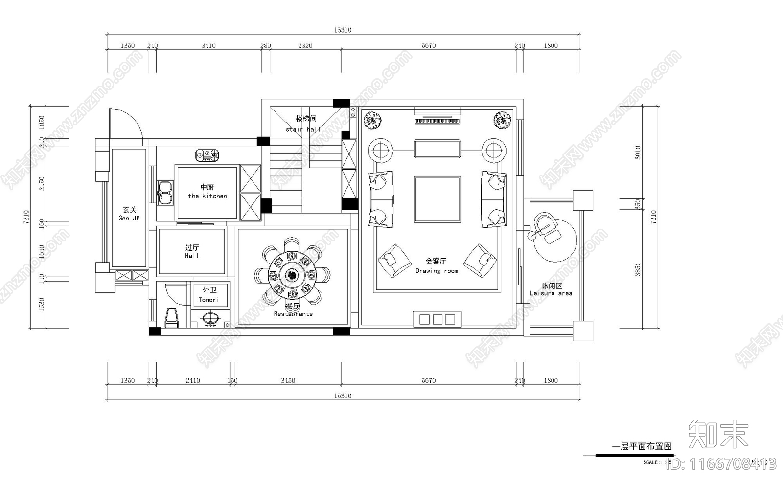 整体家装空间cad施工图下载【ID:1166708413】