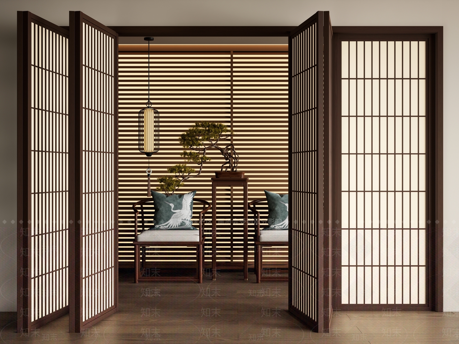 新中式折叠门SU模型下载【ID:1166709771】