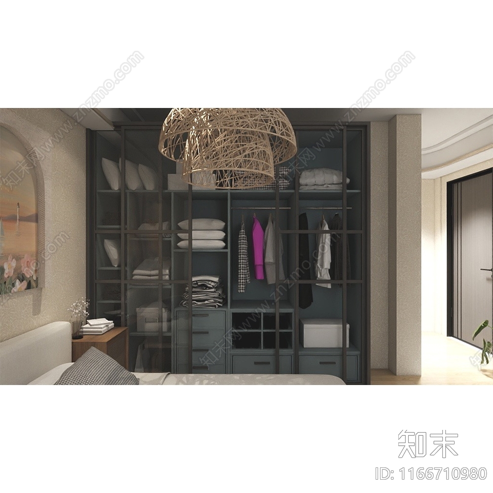 现代卧室cad施工图下载【ID:1166710980】