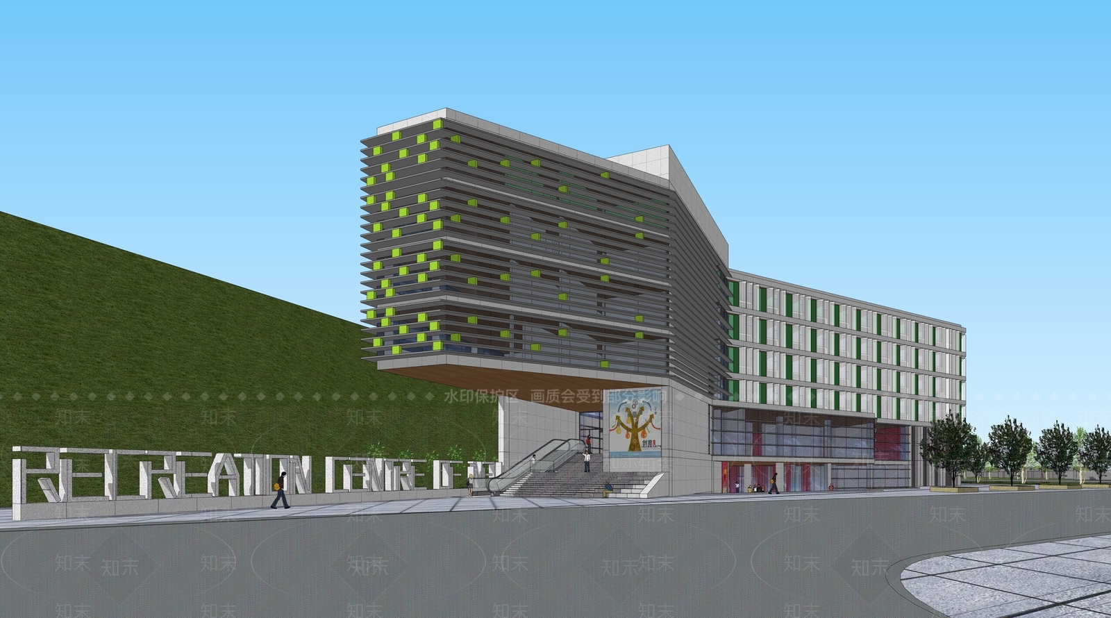 现代展览馆建筑SU模型下载【ID:1166711427】