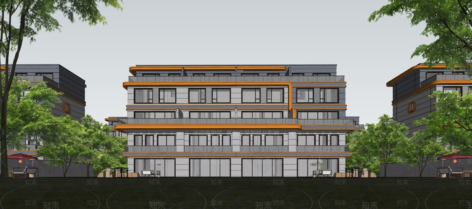 现代多层住宅SU模型下载【ID:1166715891】