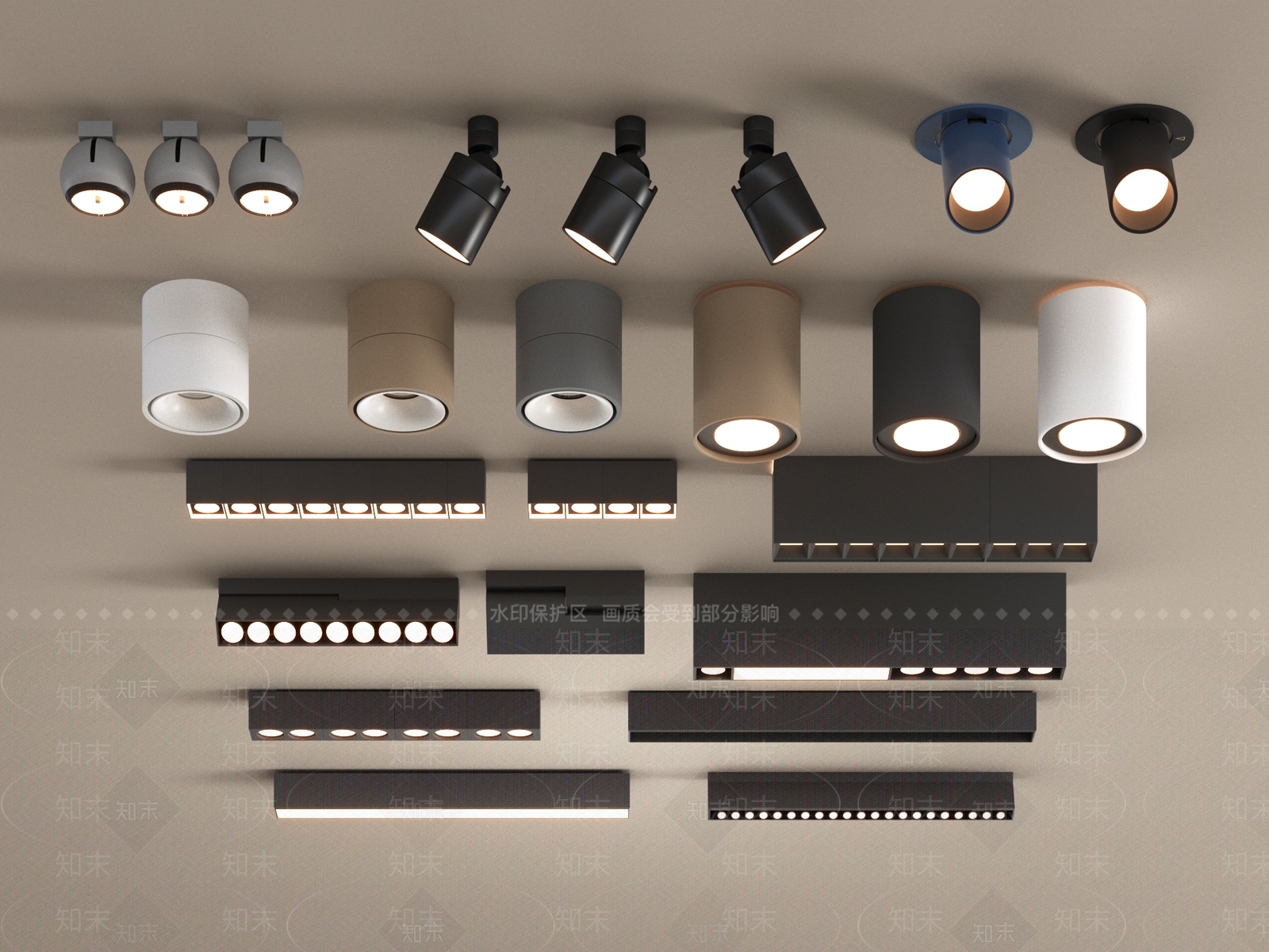 现代筒灯3D模型下载【ID:1166718736】