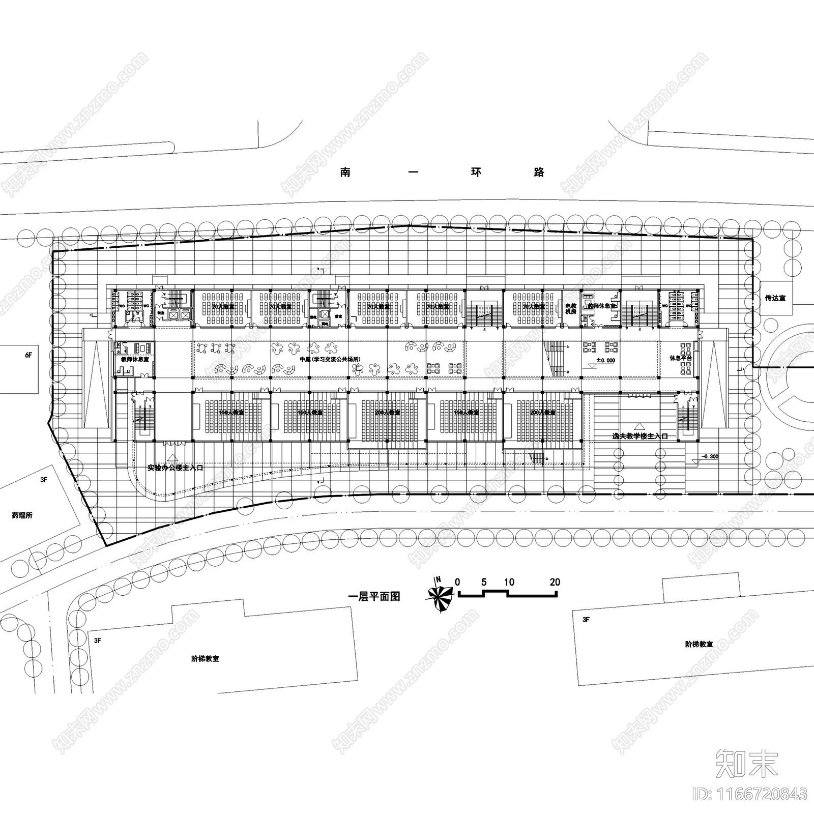 现代学校建筑cad施工图下载【ID:1166720843】