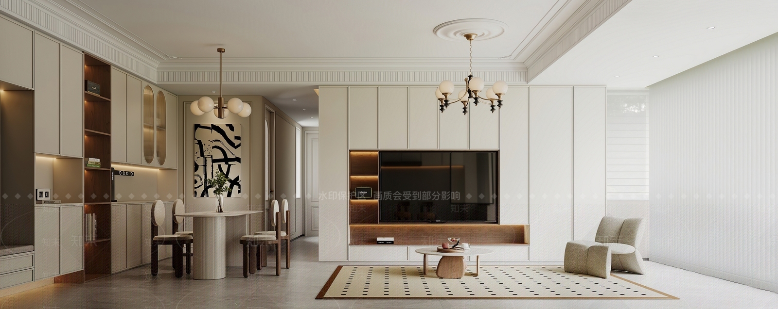 奶油家居餐厅3D模型下载【ID:1214665554】