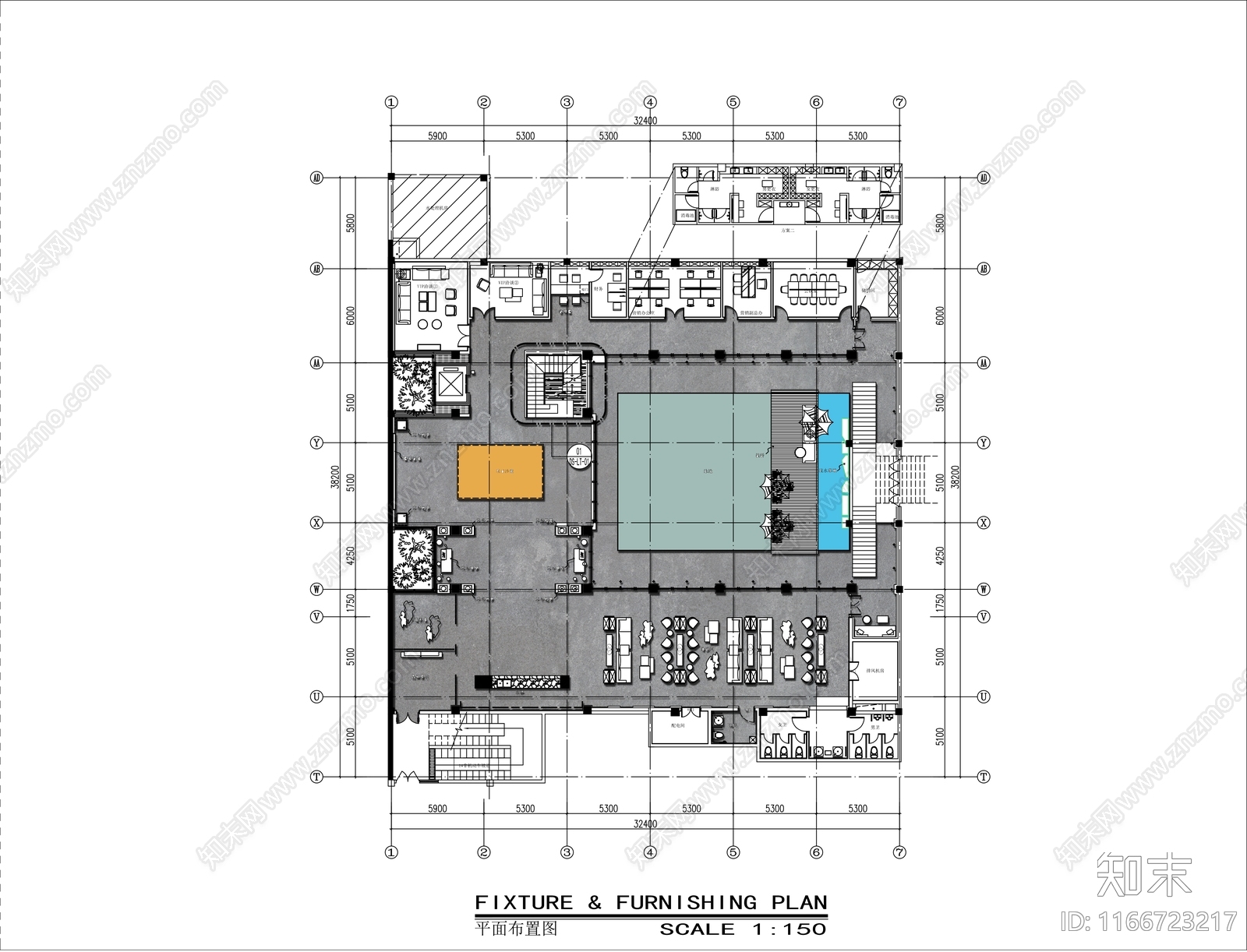 现代轻奢会所施工图下载【ID:1166723217】