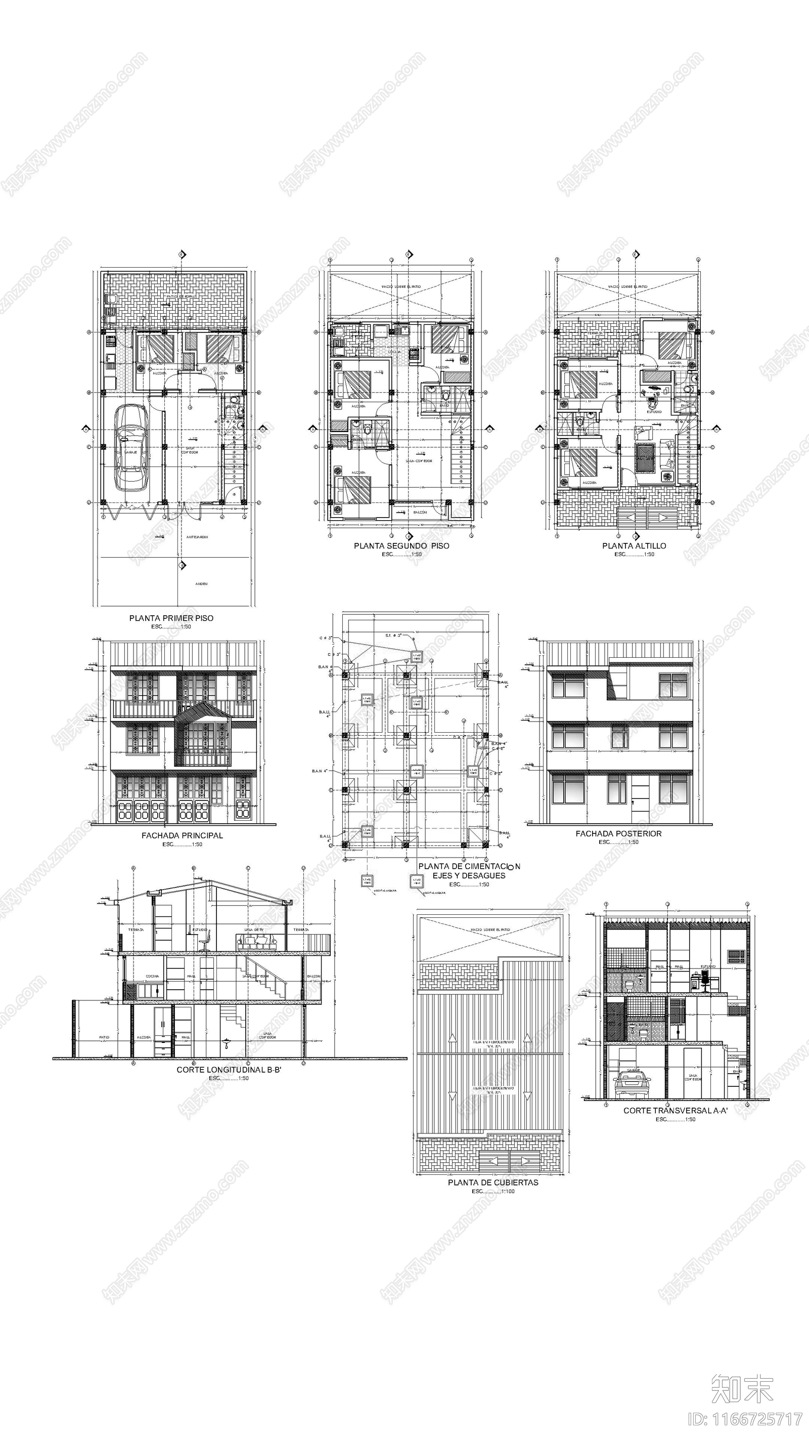 现代住宅楼建筑施工图下载【ID:1166725717】