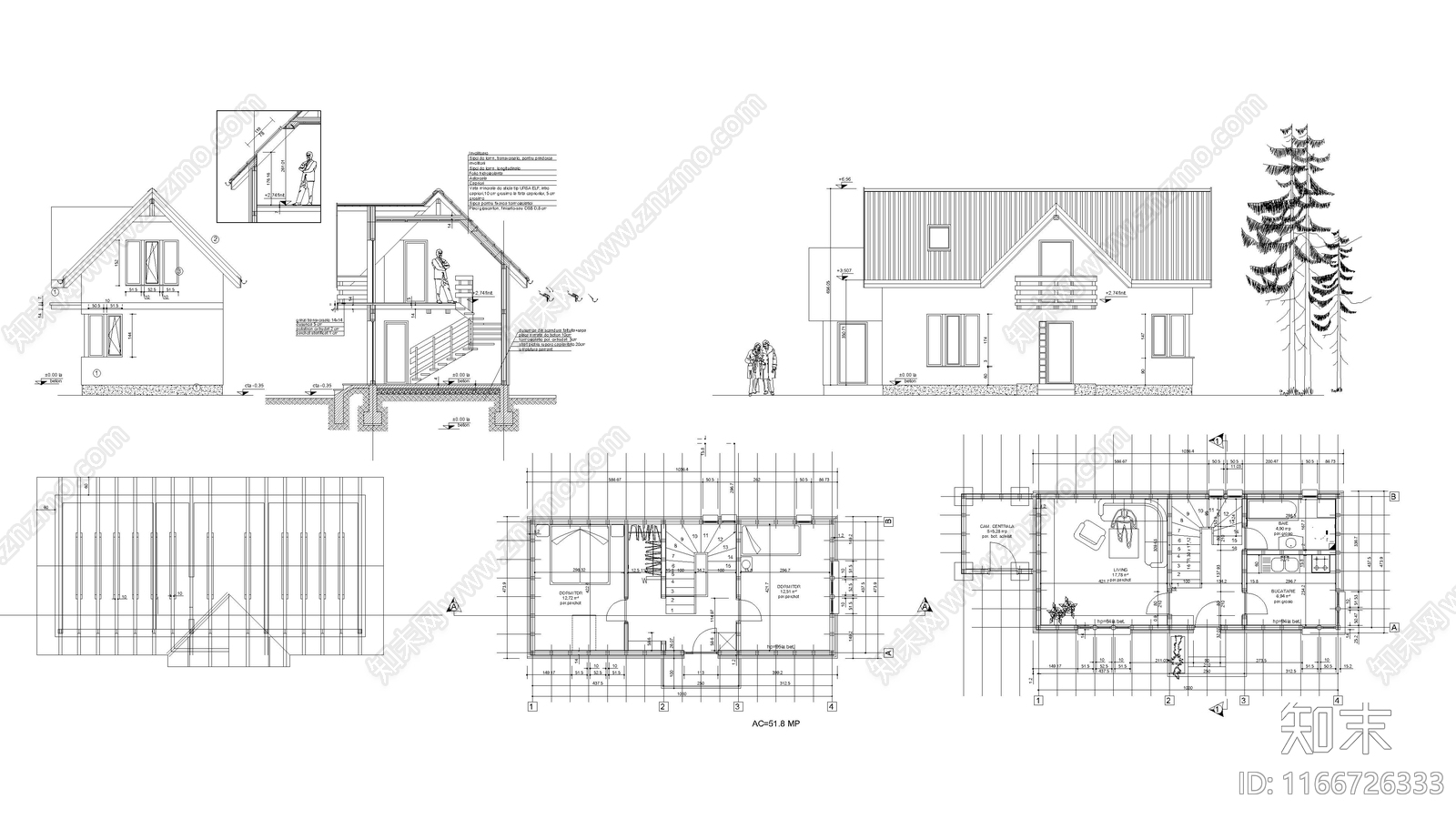 现代住宅楼建筑施工图下载【ID:1166726333】