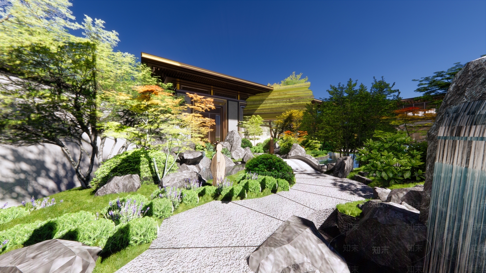 新中式小区景观SU模型下载【ID:1166728704】