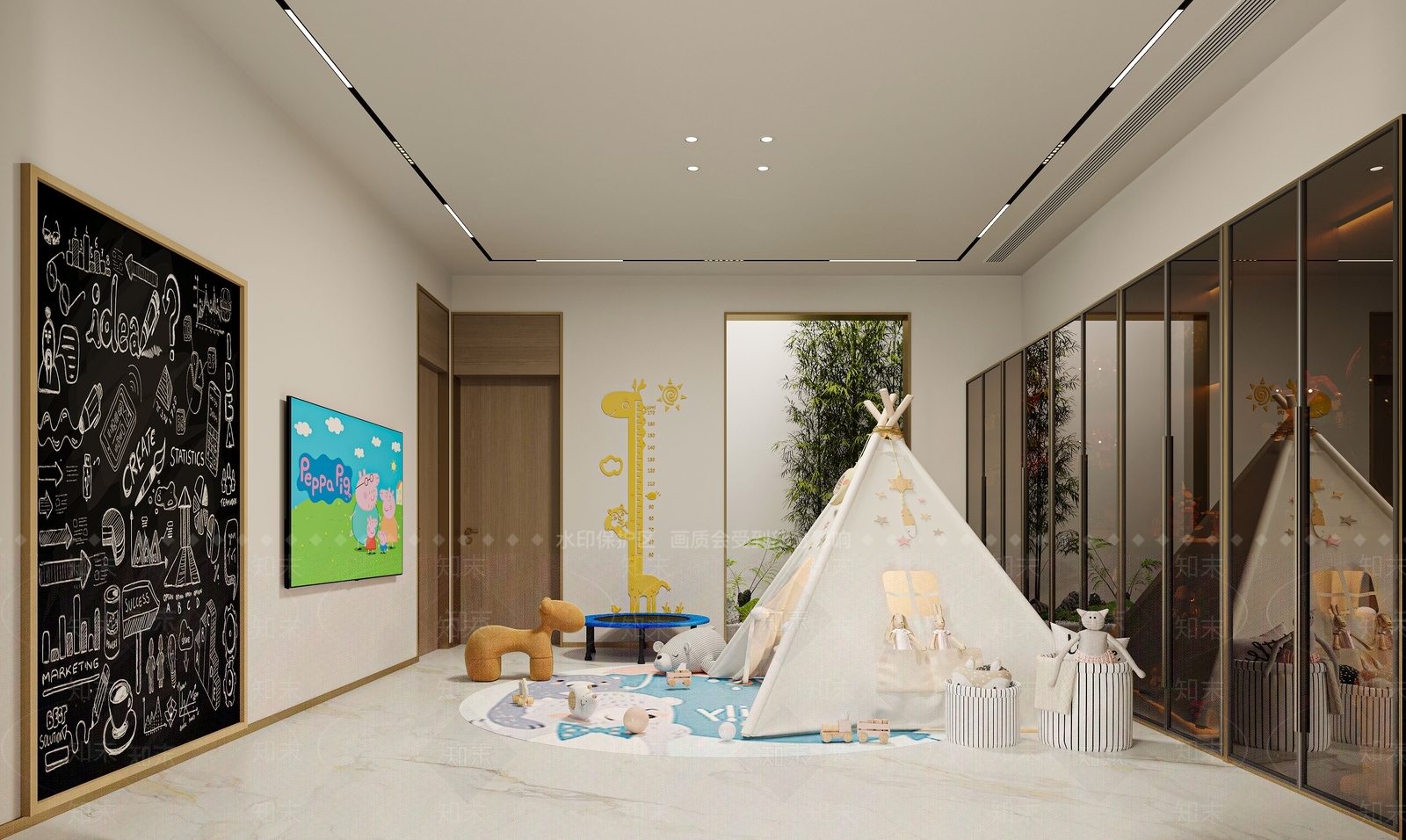 现代极简儿童娱乐室3D模型下载【ID:1166730211】