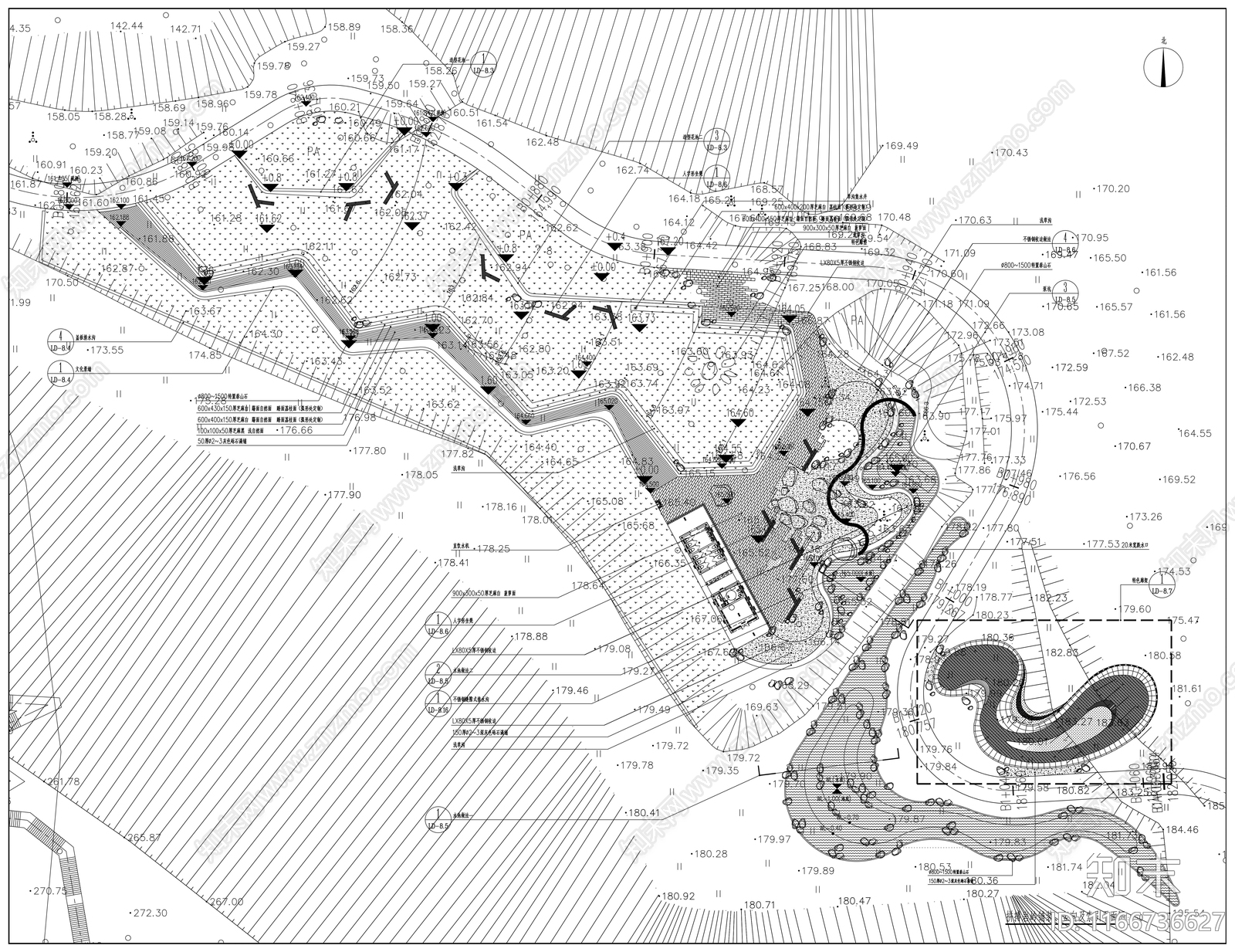 现代公园景观cad施工图下载【ID:1166736627】