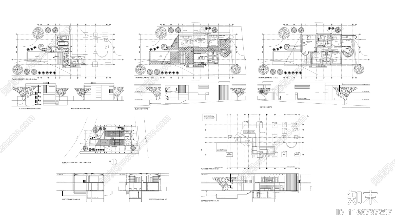 现代住宅楼建筑施工图下载【ID:1166737297】