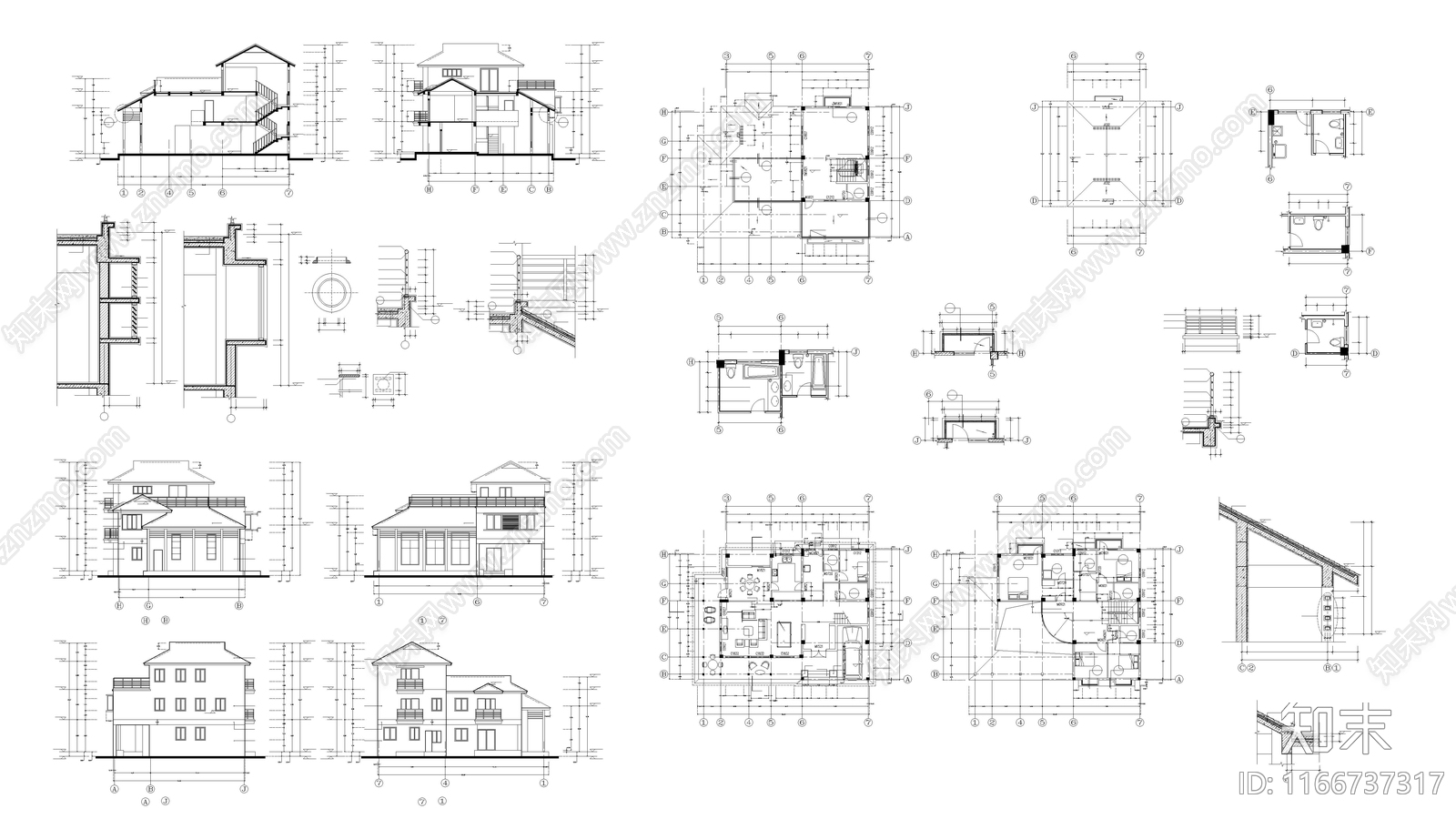 现代住宅楼建筑施工图下载【ID:1166737317】