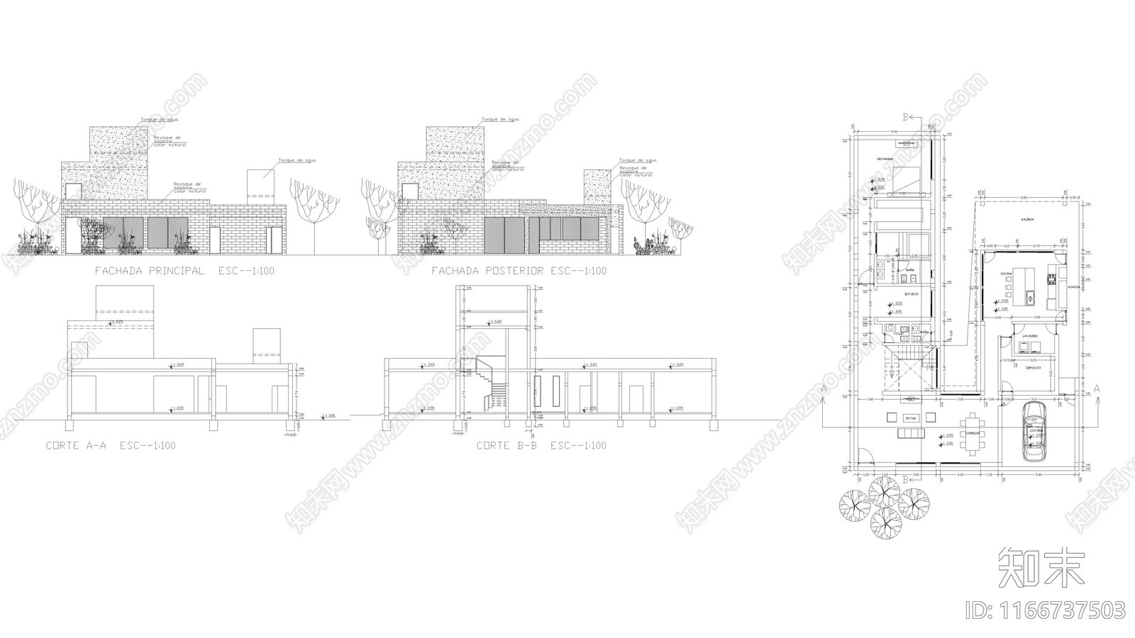 现代住宅楼建筑施工图下载【ID:1166737503】