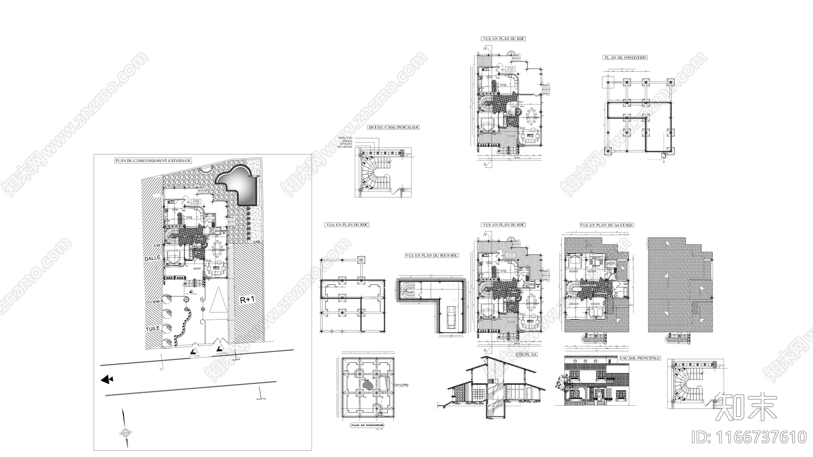 现代住宅楼建筑施工图下载【ID:1166737610】