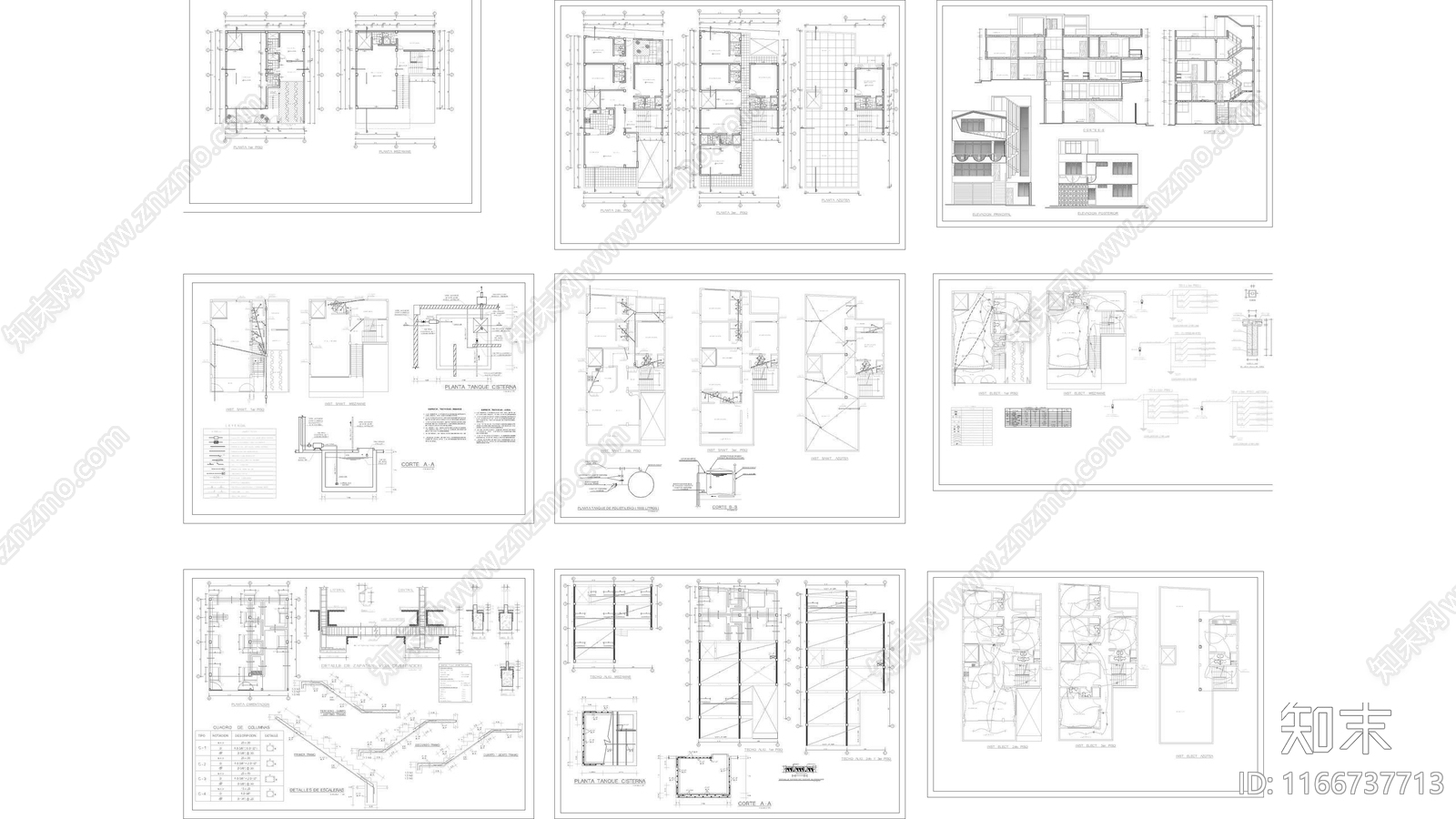 现代住宅楼建筑施工图下载【ID:1166737713】