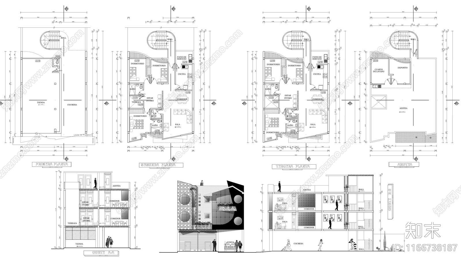 现代住宅楼建筑施工图下载【ID:1166738187】