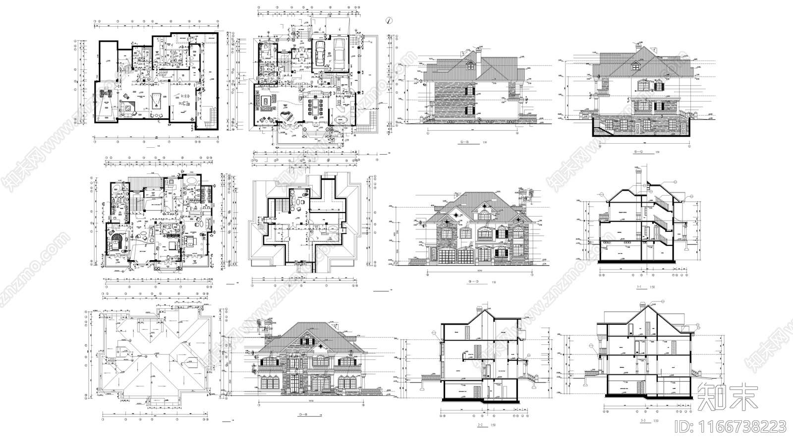 现代住宅楼建筑施工图下载【ID:1166738223】