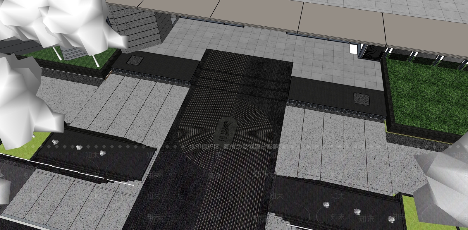 轻奢简约小区景观SU模型下载【ID:1166754256】