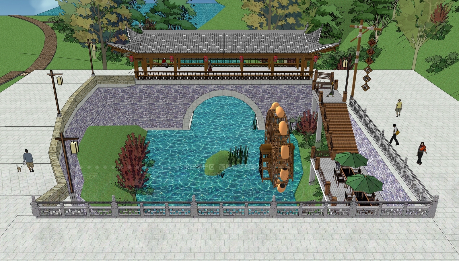 新中式现代景观桥SU模型下载【ID:1166755870】