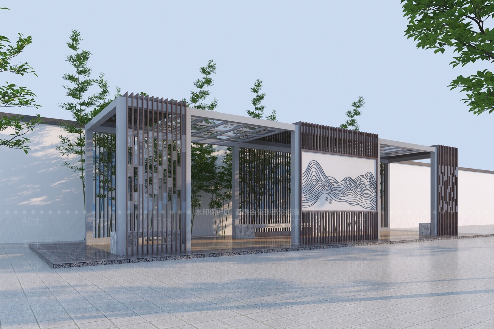 新中式廊架3D模型下载【ID:1166756538】