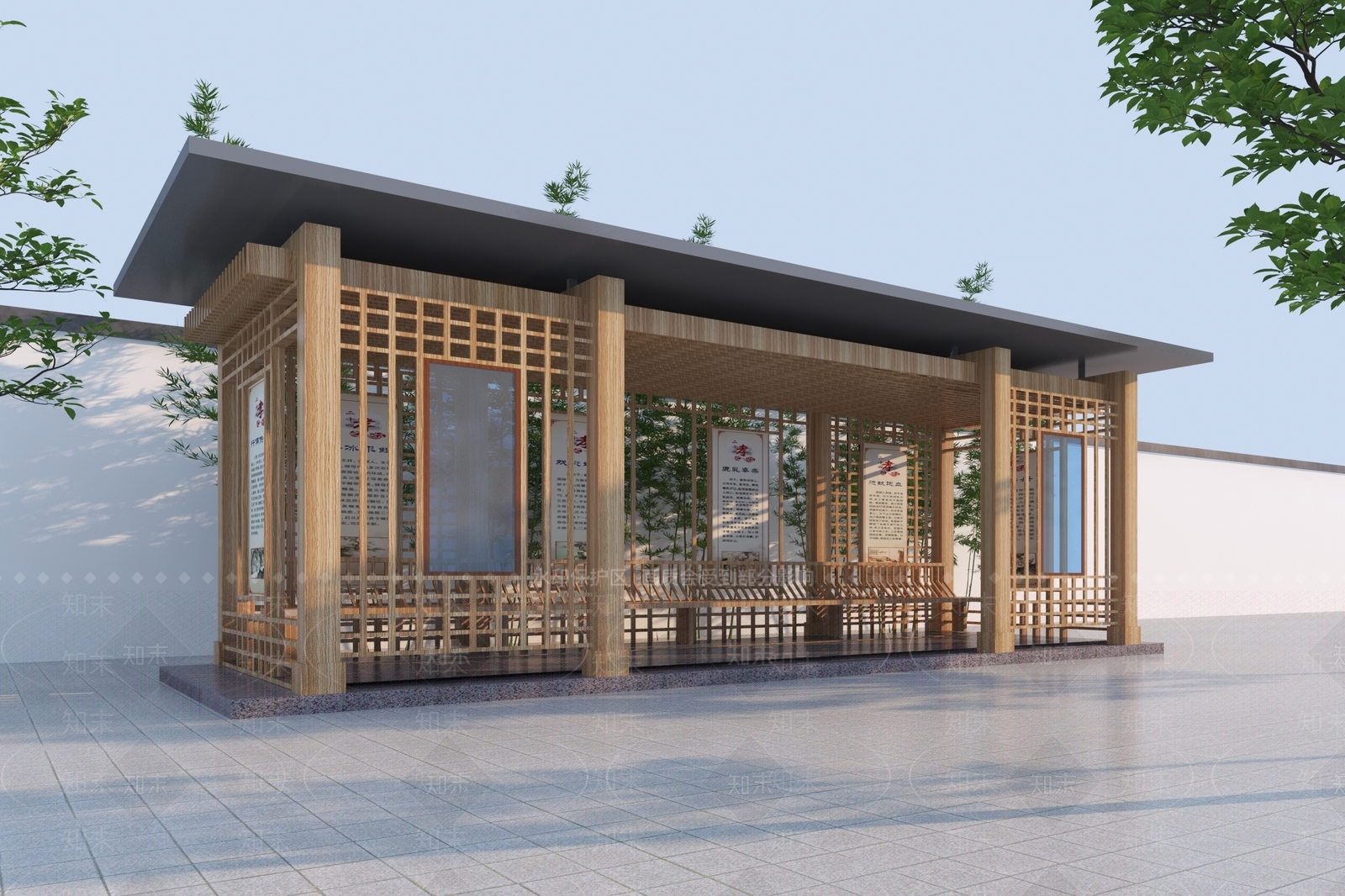 新中式廊架3D模型下载【ID:1166756711】