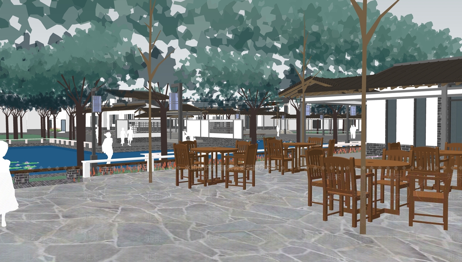 新中式现代乡村公园SU模型下载【ID:1166756879】