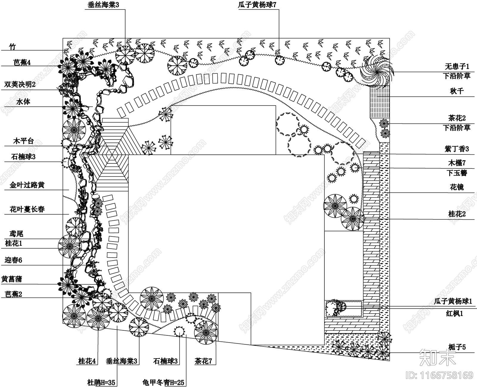 现代庭院cad施工图下载【ID:1166758169】