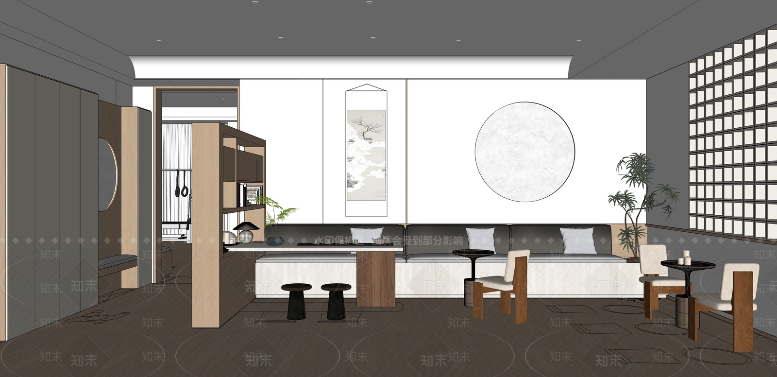 现代奶油其他店铺SU模型下载【ID:1166759724】