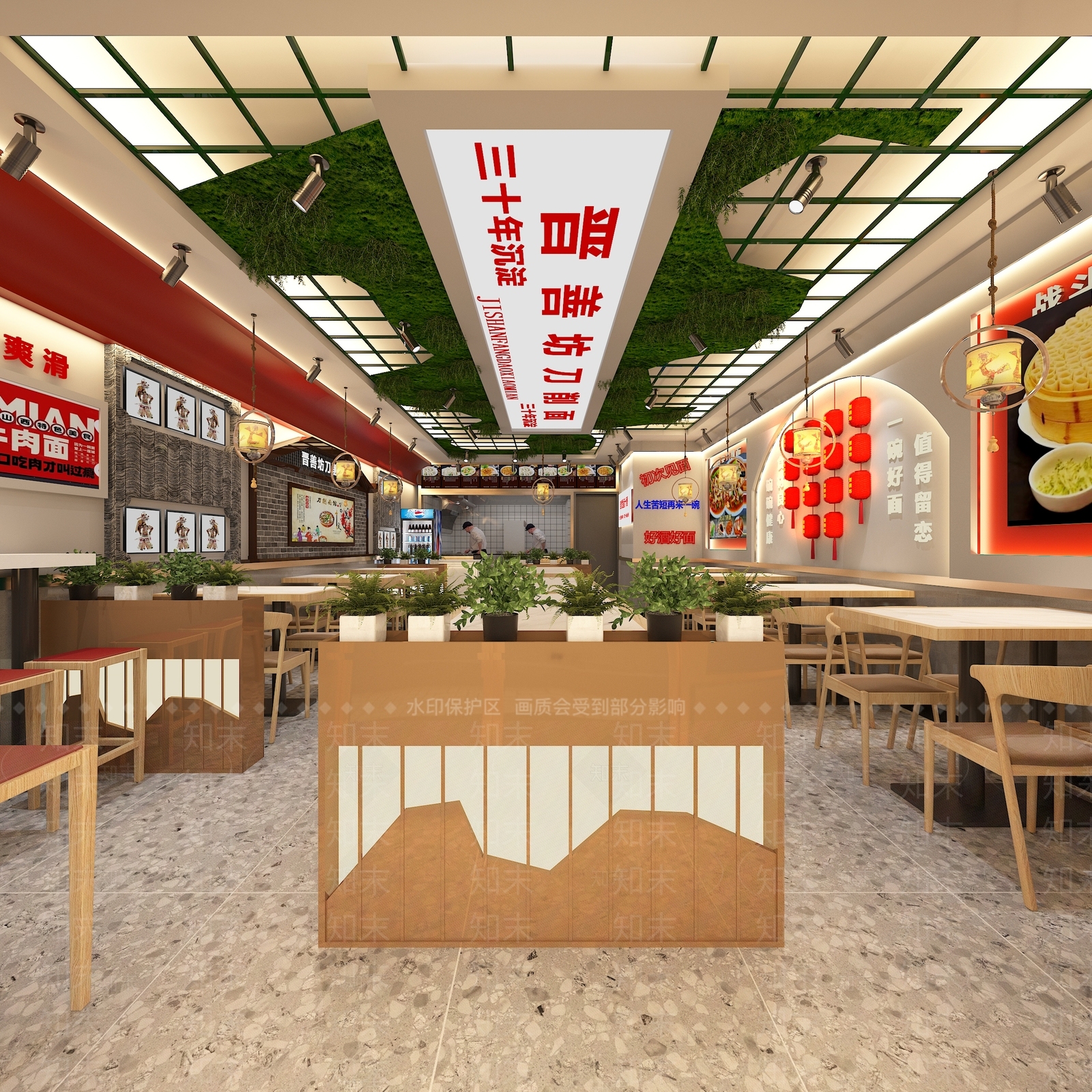 新中式现代快餐店3D模型下载【ID:1166766226】