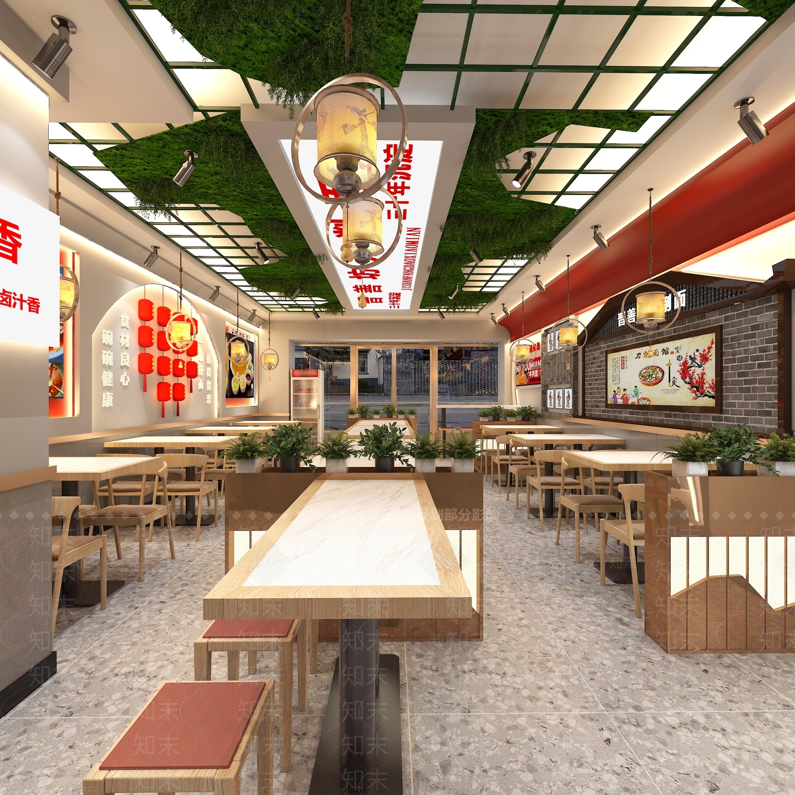 新中式现代快餐店3D模型下载【ID:1166766226】