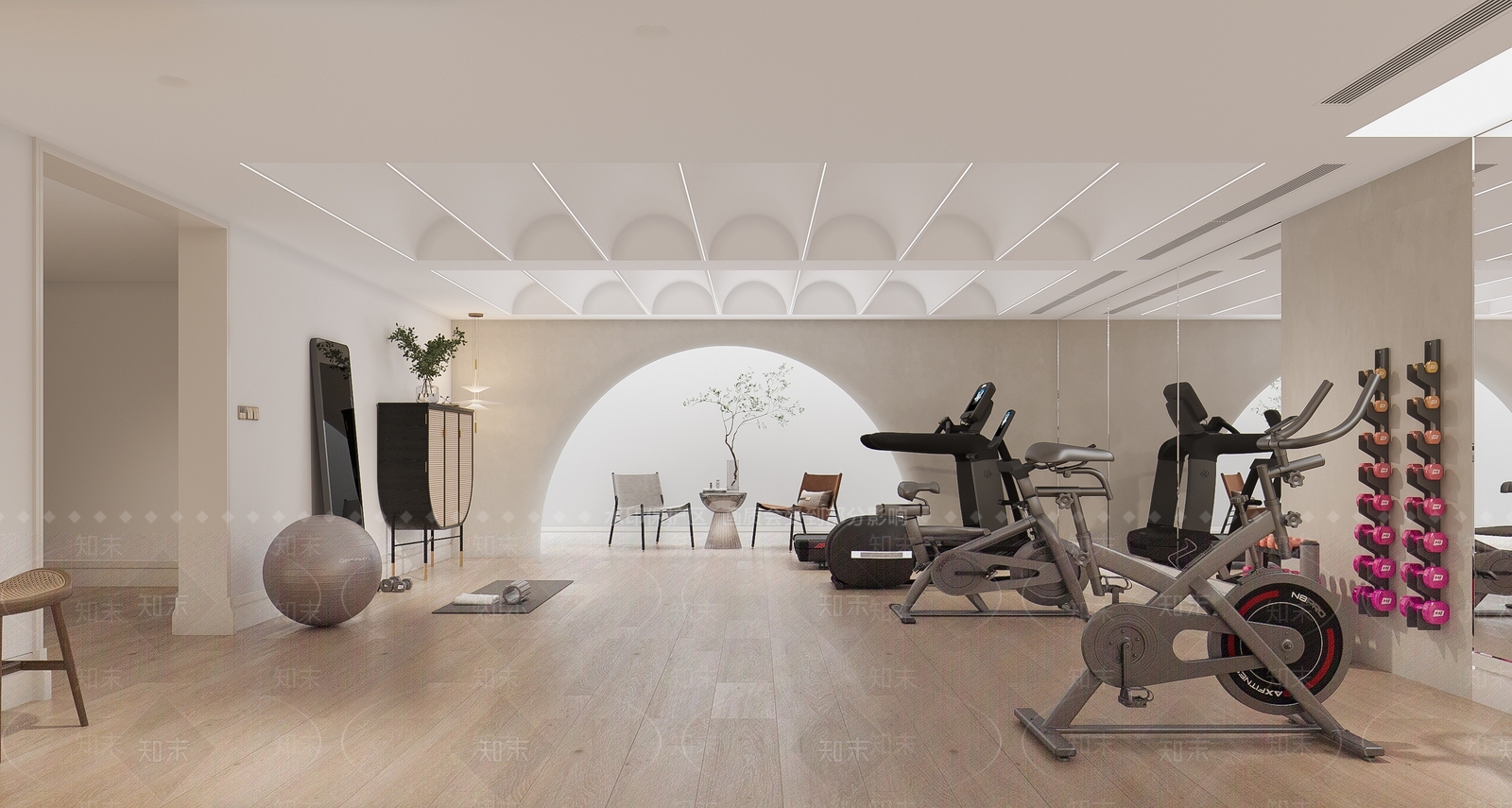 现代侘寂健身房3D模型下载【ID:1166773319】