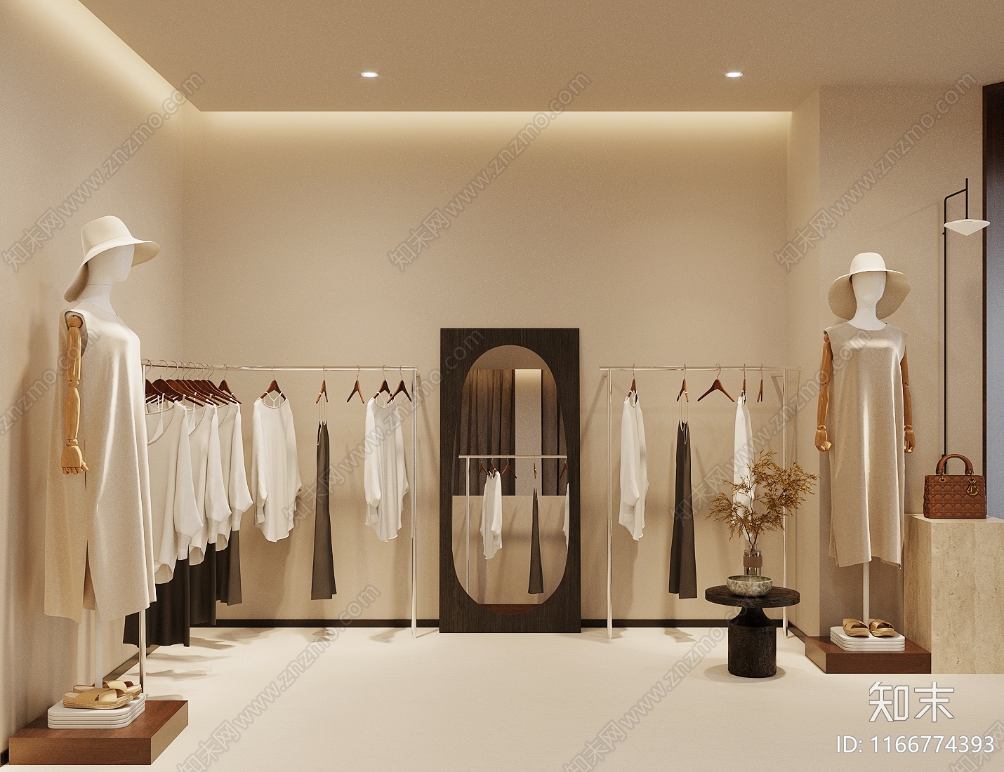 现代侘寂服装店3D模型下载【ID:1166774393】