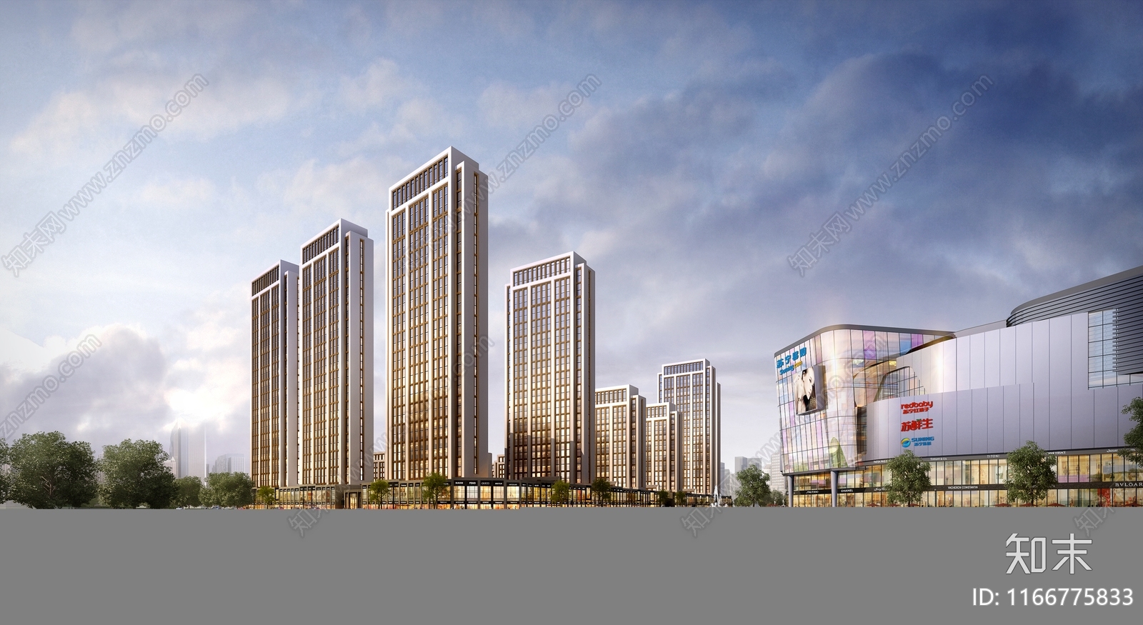 现代商场建筑SU模型下载【ID:1166775833】