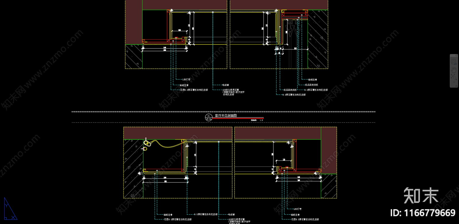 现代整体家装空间cad施工图下载【ID:1166779669】