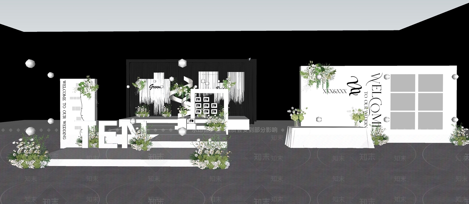 现代北欧舞台SU模型下载【ID:1166780772】