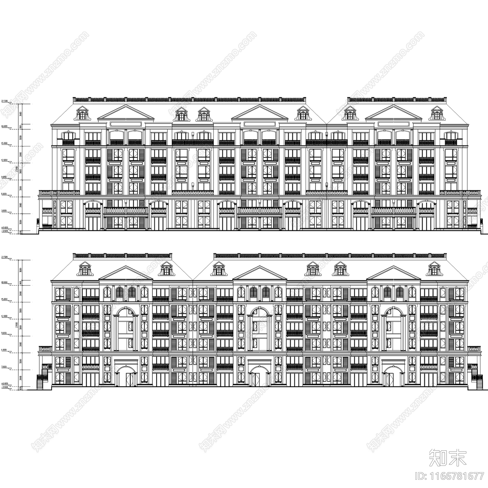 欧式住宅楼建筑施工图下载【ID:1166781677】