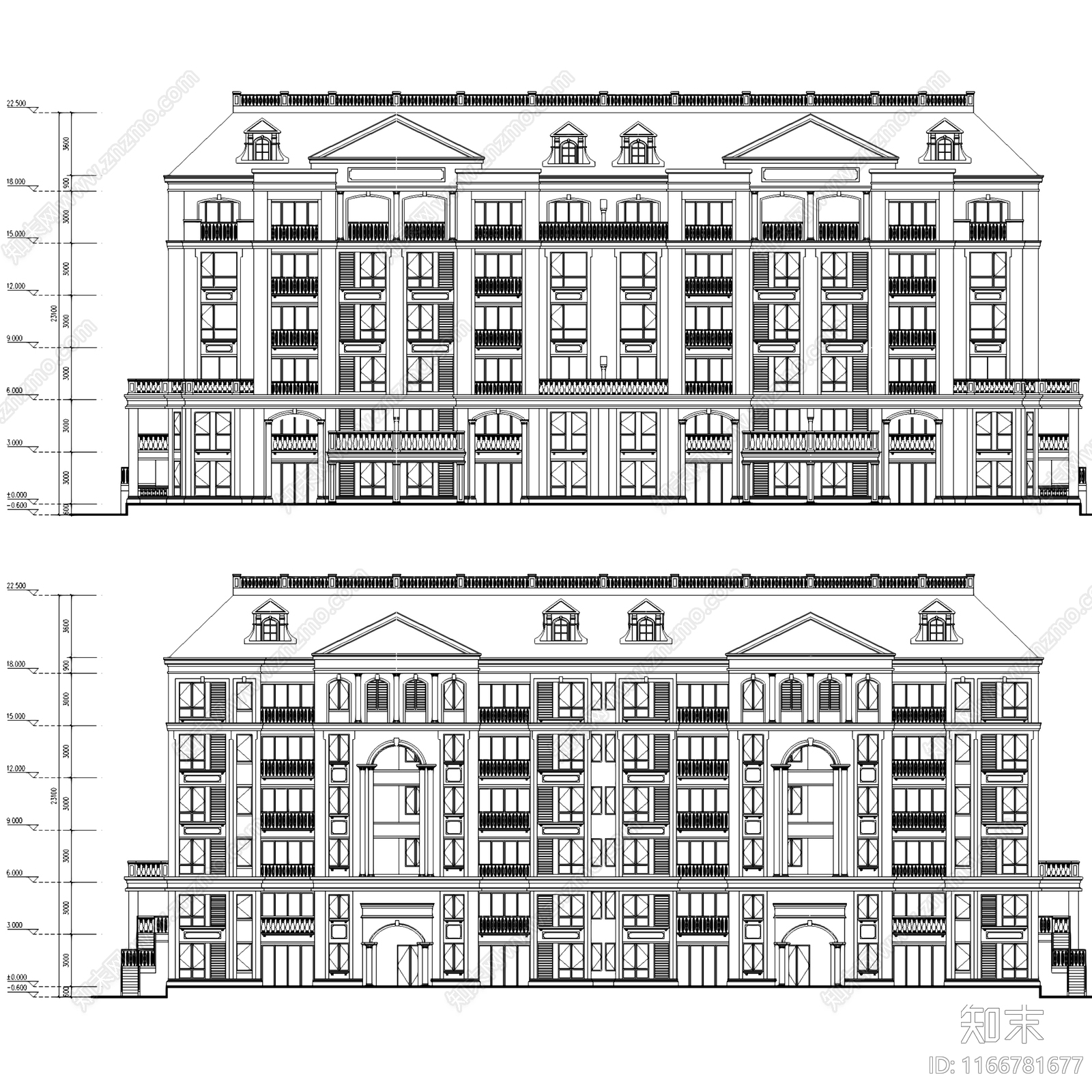 欧式住宅楼建筑施工图下载【ID:1166781677】