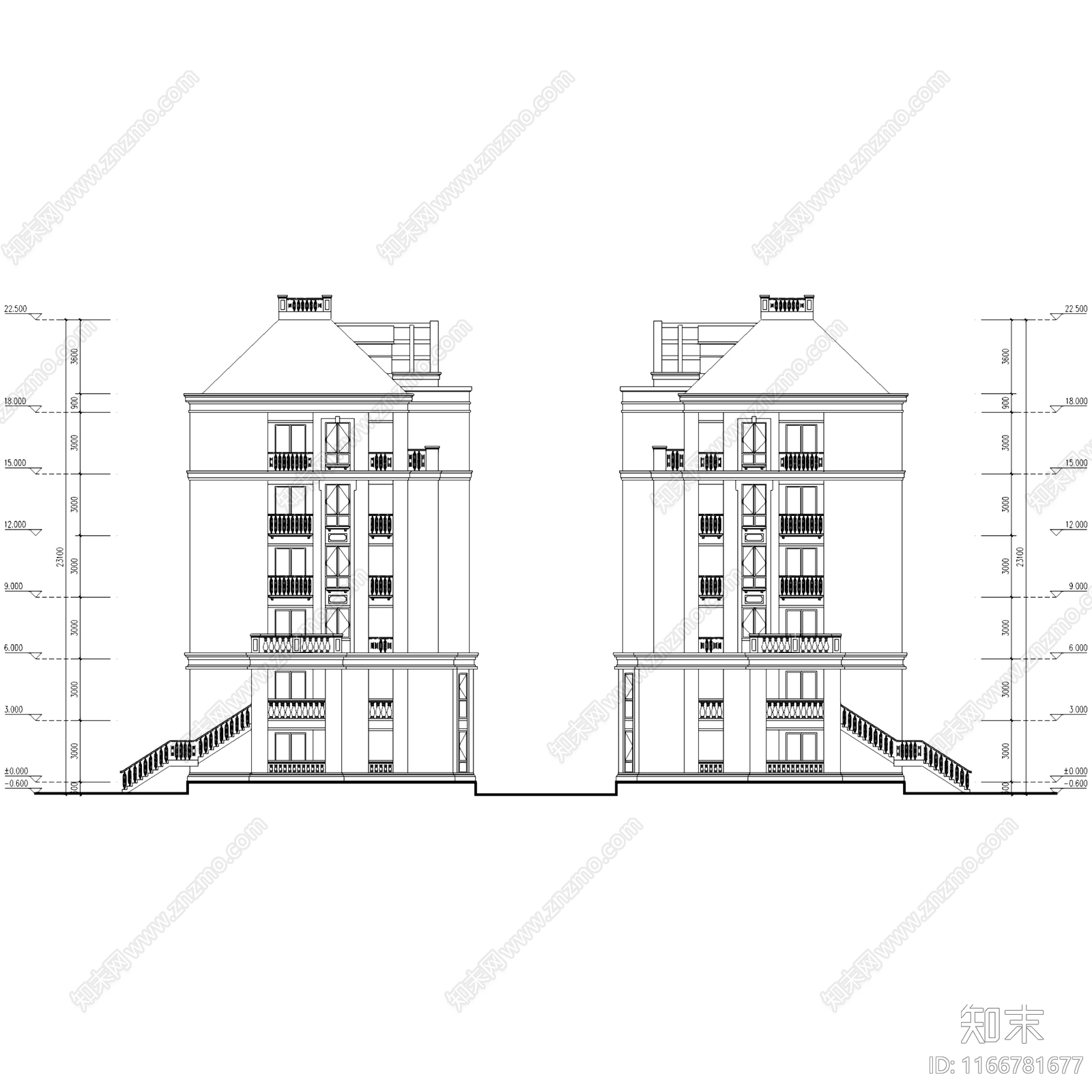 欧式住宅楼建筑施工图下载【ID:1166781677】