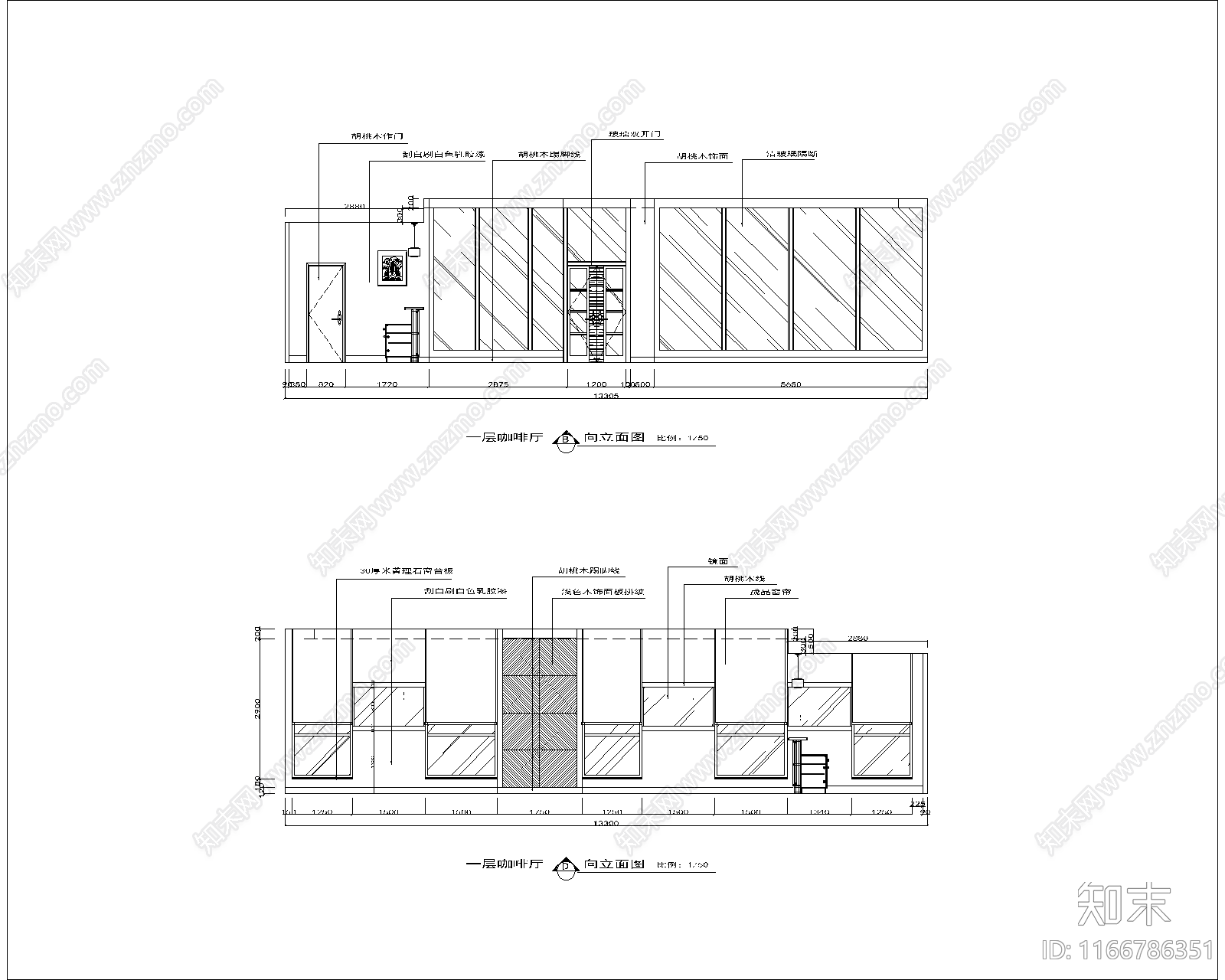 现代简约会所cad施工图下载【ID:1166786351】