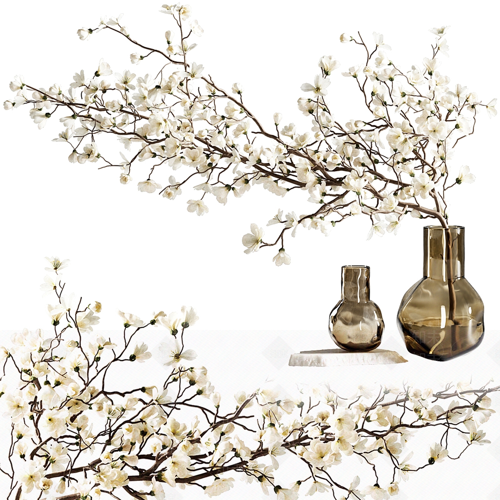 现代奶油花艺3D模型下载【ID:1166786805】