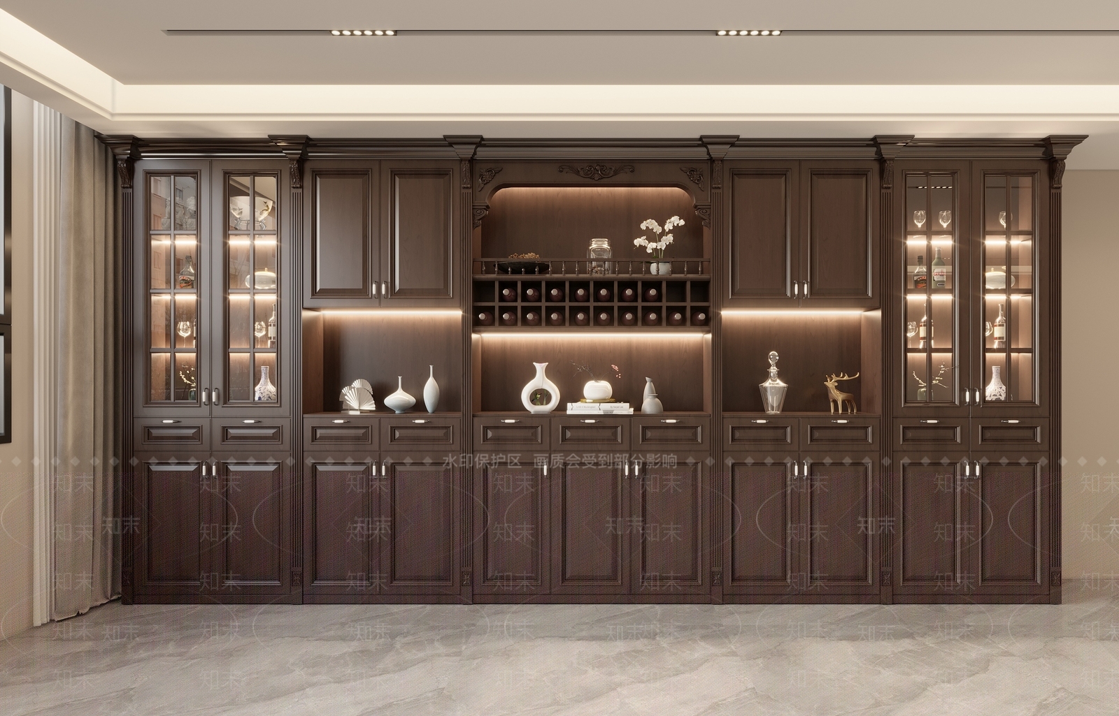 美式欧式酒柜3D模型下载【ID:1166794108】