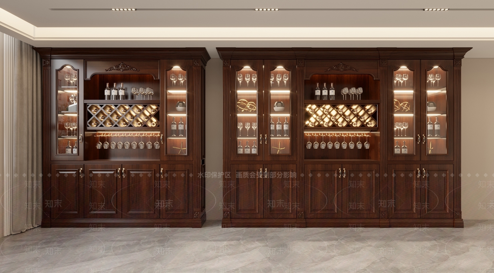 美式欧式酒柜3D模型下载【ID:1166795158】