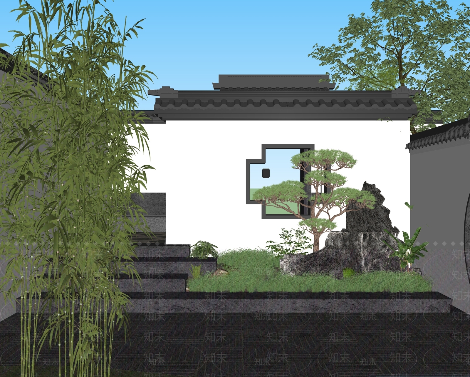中式乡村庭院SU模型下载【ID:1166798855】