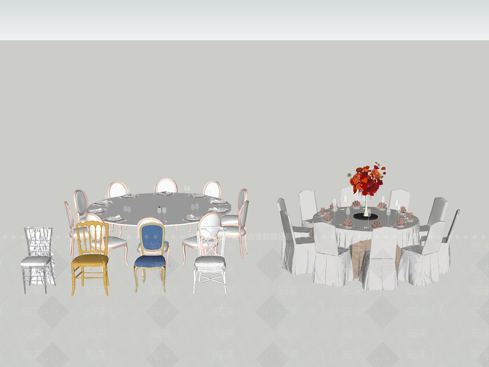 现代简约宴会厅SU模型下载【ID:1166802949】