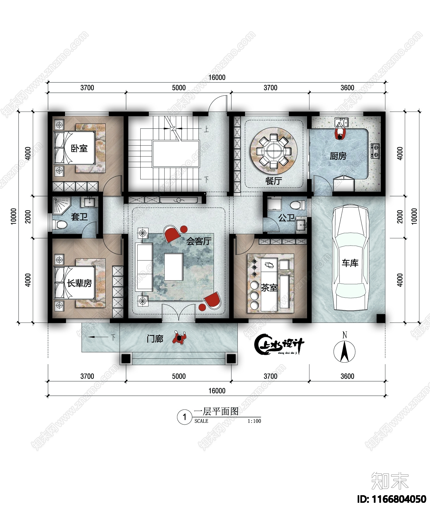 现代新中式别墅建筑cad施工图下载【ID:1166804050】