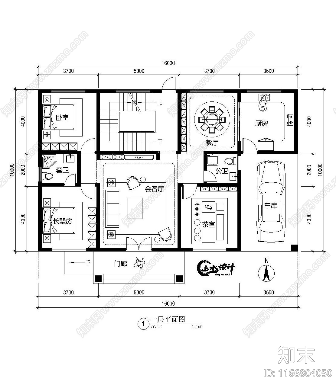 现代新中式别墅建筑cad施工图下载【ID:1166804050】