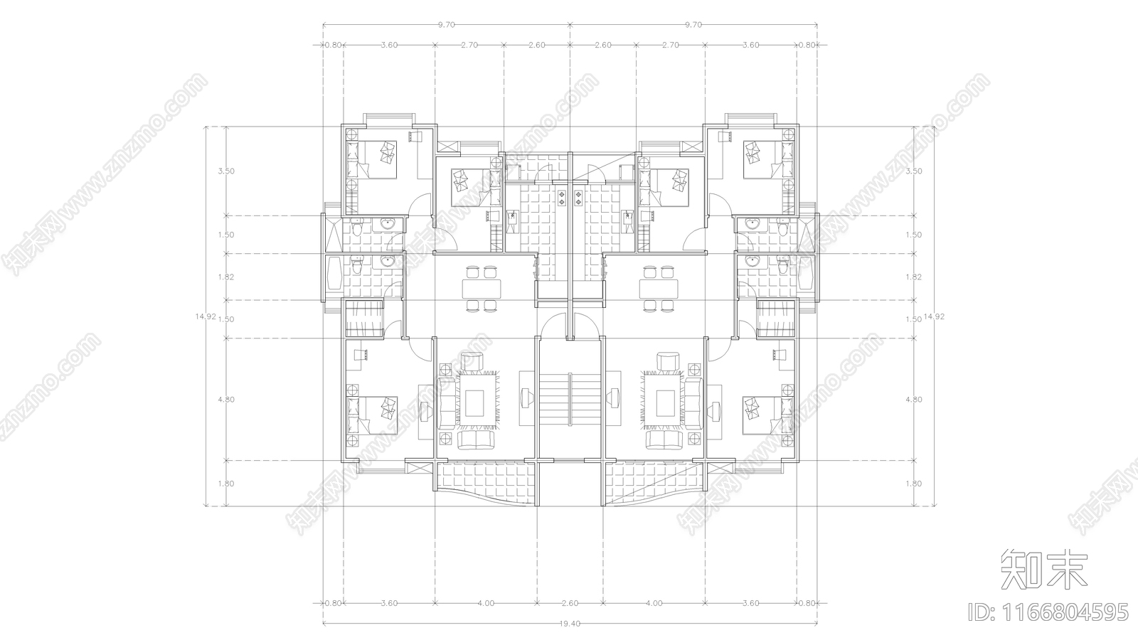 现代公寓cad施工图下载【ID:1166804595】