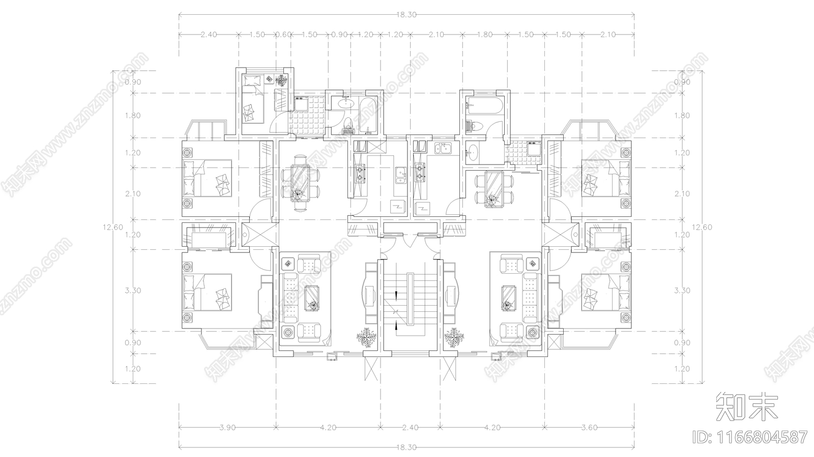 现代公寓cad施工图下载【ID:1166804587】