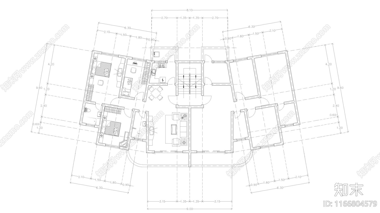 现代公寓cad施工图下载【ID:1166804579】